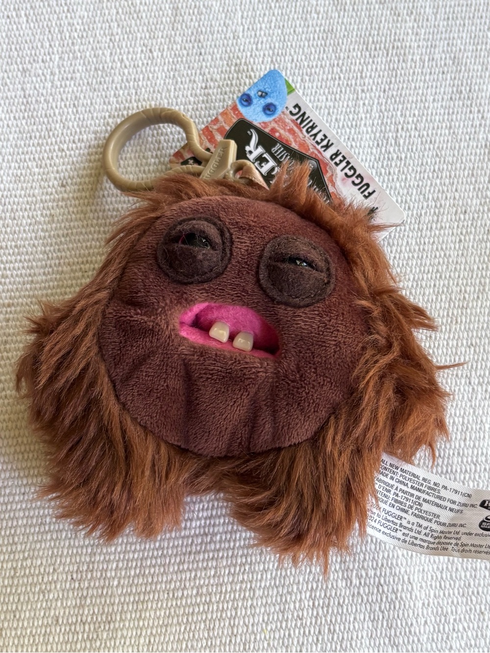 Fugglers Brown Furry Keychain backpack bag charm